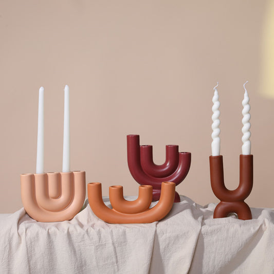Simple Ceramic Candle Holder Tabletop Decoration Model Room